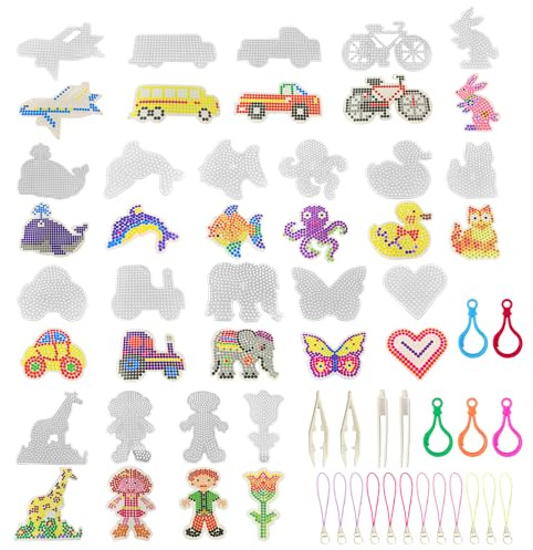 Juego de 20 cuentas de rompecabezas, tabla de perlas fundidas, tabla de perlas de plástico, tablero de plástico con forma de animal, productos hechos a mano para niños y adolescentes
