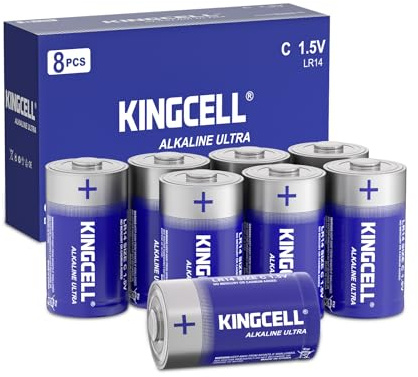 KINGCELL C Cell Alkaline Hight Performance Batteries 8 Pack, 1.5 Volt, Ultra Long-Lasting, Leakproof Design, 7-Year Shelf Life