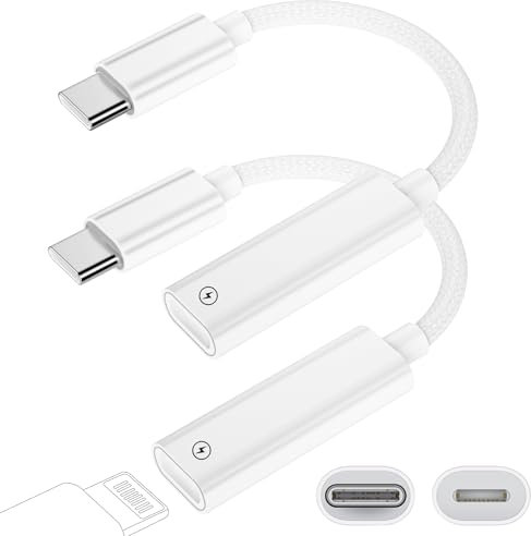2Stück für Lightning auf USB C Adapter für iPhone 17 16 Pro Max Plus,27W PD Schnellladung & Datenübertragung Nylon Schnell LadeAdapter Ladekabel für iPad Pro Air 2024 i-Pad 10 Mini 6 Air 4th Air 5th
