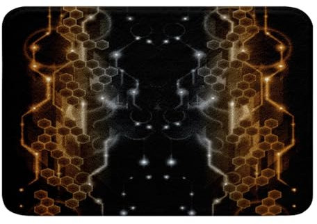 Homemissing Orange und Grau Badematte 40x60cm Waben Badteppiche Modern Geometrie Sechseck Badezimmerteppich Geometrischal Bienenstock Geometrisch Badvorleger