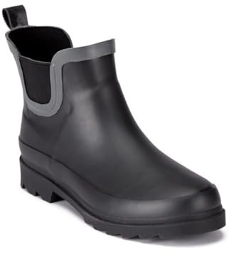 TOSH Ladies Chelsea Ankle Wellingtons Boots Short Pull On Waterproof Rubber Womens Riding Equestrian Wellies (Black/Grey, UK Footwear Size System, Adult, Women, Numeric, Medium, 6)