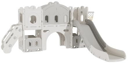 Sianldcone Scivolo da Giardino per Bambini Facile da Montare Scivolo per Bambini Adatto ai Bambinis Scivolos Bambinis Esterno Stabile e Sicuro Scivolos (Aisle-Grey White)