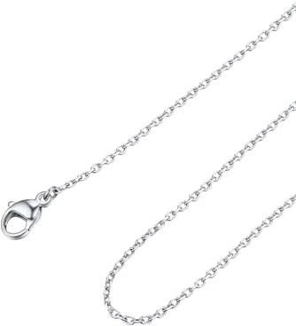 FOCALOOK Collana Uomo Acciaio 1,4 mm Sottile Catena di Ricambio per Collana Sottile Acciaio Inossidabile per Pendente 61cm+5cm Catena Uomo Colore Argento Confezione Regalo