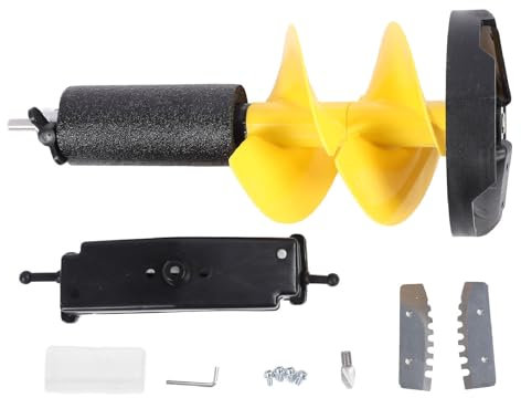 Jadeshay Trivella Elettrica da Pesca sul Ghiaccio, Struttura in Nylon, Lame Incisive, Punta da Trapano con Posizionatore per Aree di Ghiaccio Sottili, Diametro 50 Cm, 8 Pollici (Giallo)