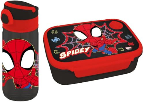 Diakakis Spidey Kids Childrens Lunch Box Set – Sandwich Box & Canteen Water Bottle 500ml - School Travel Lunch Food Set, BPA Free
