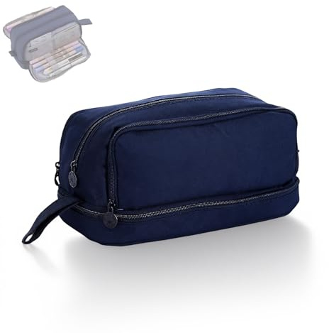 Ztolbriy Extra Large Pencil Case with Compartments, Big Capacity Stationery Organizer Pen Case with Handle, for Students Teens Women Men School College Use (Blue)