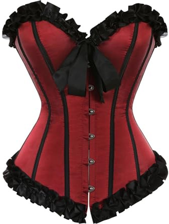 Zanisouta Corsetto Donna Corsetto Bustier Pizzo Corsetto Sposa Biancheria Intima Allacciatura Canottiera Sopra Raso Modellante Corpo Nero Shapewear Seno Pieno Corsetto Taglie Forti Top Vintage