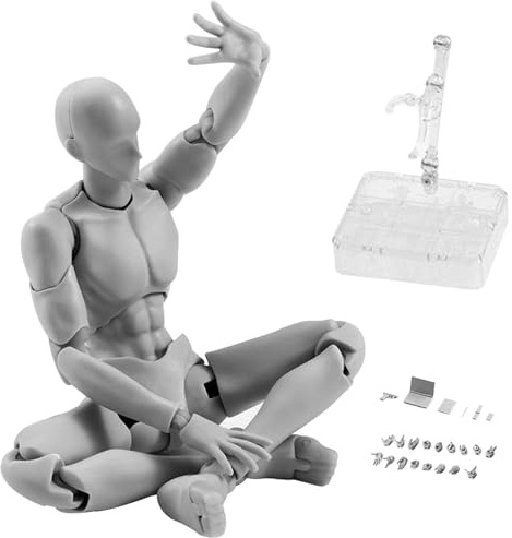 Mini-Actionfigur, bewegliche Gesten, PVC, leicht, Modellständer, Puppenkörper-Chan mit Sockel zum Skizzieren, Malen, männlich