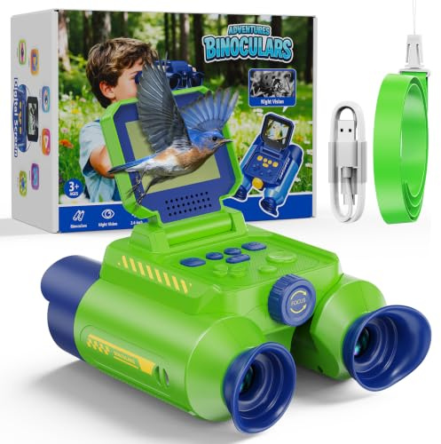 ASPOVEN Adventure Binoculars Kids, with Night Vision, Camera, Videos(Green)