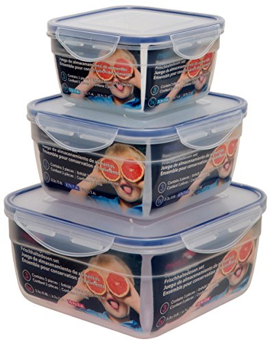 Maturi Food Storage Containers Set of 3 with Airtight Lids, BPA Free, 0.8L-2.6L