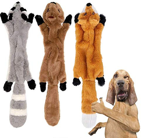 YAMI 3 Pacchi Cane stridulo Giocattoli da masticare No Farcito Giocattoli per cani Peluche Giocattoli per cani animali per cani di taglia piccola