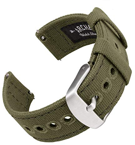 Archer Watch Straps - Canvas Uhrenarmbänder mit Schnellverschluss (Blasses Olivgrün, 20mm)