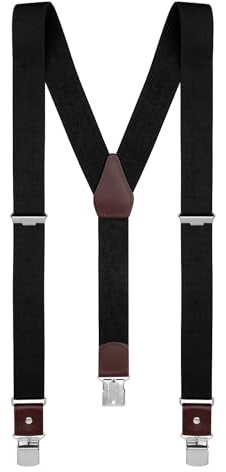 Buyless Fashion Suspenders for Men - 48 Elastic Adjustable Straps 1 1/4 - Y Shape - 5123-Black