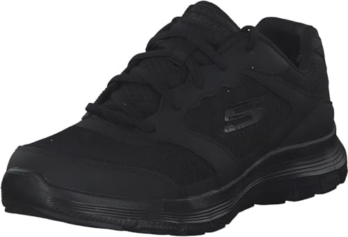 Skechers Men's Flex Advantage 4.0 Sneaker, Black Leather Mesh Pu Black Trim, 7.5 UK