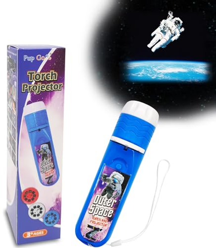 Pup Go Kinder Projektor Taschenlampe Weltraum und Universum mit 3 Disks 24 Bilder, Geschichte Diashow Beamer Spielzeuge für Kinder ab 3 Jahren, Wissenschaft Lehrreich Geschenk für Jungs und Mädchen
