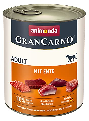 animonda GranCarno Hunde Nassfutter mit Ente (6 x 800 g), getreidefreies Hundenassfutter ohne Zucker, für ausgewachsene Hunde, mit frischen fleischigen Zutaten