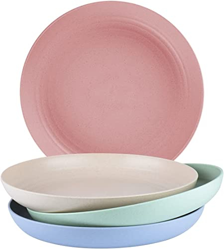 hombrima 10 Family Dinner Plates, 4 Pack Unbreakable Plates Dishwasher and Microwave Safe, BPA Free, Green and Healthy for Toddler Kids Adults (10'')