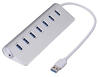 NK 6004181 Estación de 7 Puertos USB - 1 Salida USB + 7 Ranuras de Entradas, Transferencia de Datos 80-130 MB/s, Entrada DC5V 2A, con Base Antideslizante