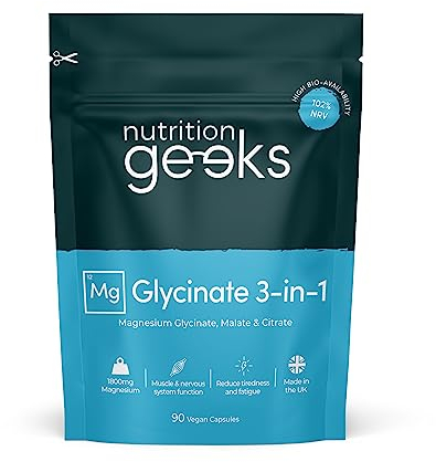 Magnesium Glycinate 3-in-1 Complex - 1800mg Supplements as Bisglycinate, Citrate & Malate 90 Vegan Capsules, Triple High Absorption 384mg Elemental, UK Made (Packaging Design May Vary)