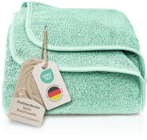 LAYNENBURG Premium frottéfilt 150 x 200 cm – 100 % bomull – tunn och lätt sommarfilt – bomullsfilt som filt och täcke – frottéfilt och kylande sofffilt (turkos)