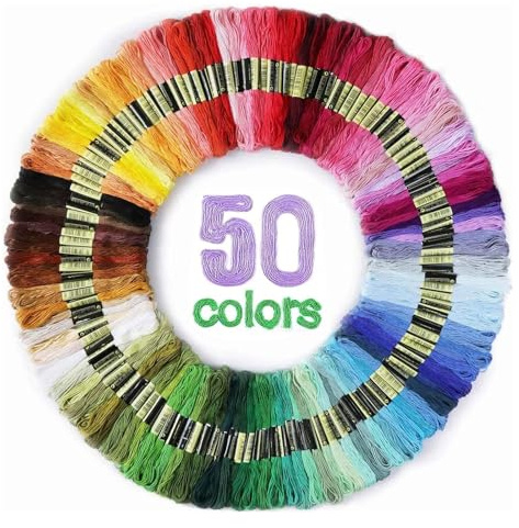 Maxee 50 färger broderigarn, regnbågsfärg, broderigarn, används för korsstygn, armbandstråd, hantverksvändning