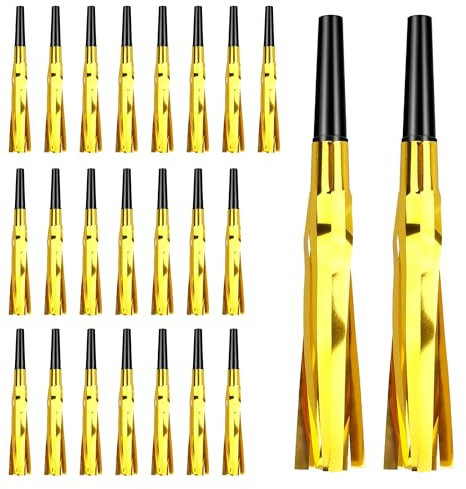 Partykrachmacher,Party Tröte,Party Tröten,24 Stück Gold,Partytröten,Krachmacher,Partytröte,Party Krachmacher,Trillerpfeife,Pfeife Sport,Trillerpfeife Laut,Geräuschmacher,Kunststoff Quastenpfeife