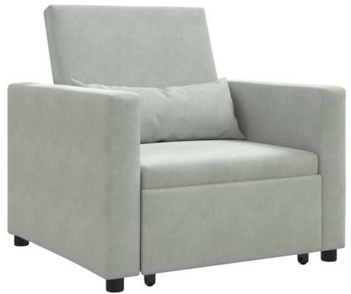 vidaXL Sillón Moderno Gris Claro con Sofá Cama Convertible | Asiento de Tela Cómoda Resistente a Manchas Ideal para Sala de Estar y Dormitorio Muebles Prácticos Compactos