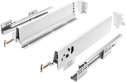GTV MODERN BOX Tiroir de 83 mm de haut, 500 mm de long, avec push-to-open, extension complète, blanc, capacité de charge de 40 kg, guidage silencieux, fermeture amortie