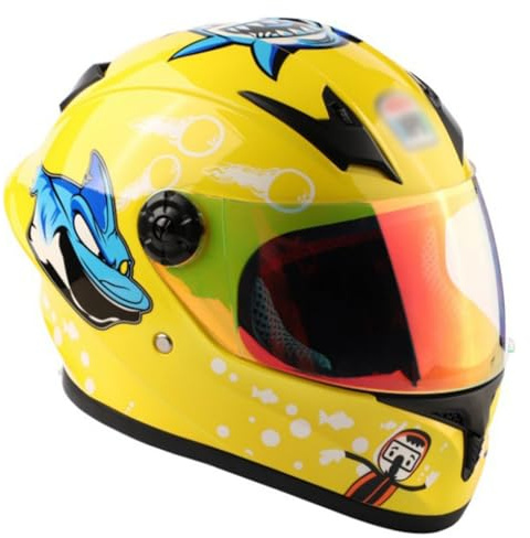 Casco De Moto con Visera Solar, Casco De Motocross Infantil para Niños Y Niñas De 3 A 10 Años, Homologado ECE 22.06. Casco Integral Infantil para Moto H,M/(49~50cm)