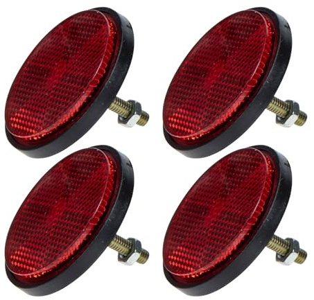 Ciieeo Reflectores Redondos de Plástico para Bicicleta y Coche Juego de 4 Piezas Rojas Reflectores Traseros de Seguridad para Ciclismo y Turismo