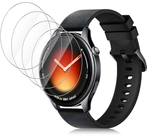 Yenwen Härdat glas för Xiaomi Watch 5 Skydd, 4 styck Skärmskydd 9H Hårdhet Anti-Repor Härdat Glas, Bubbelfritt Genomskinligt