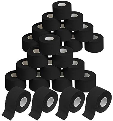 ALPIDEX 24 Rollen Sport Tape Set 3,8 cm x 10 m Gelenk Tapeverband Viele Farben Reißbares Unelastisches Sporttape Hautfreundlich Handball Fußball Volleyball, Farbe:schwarz