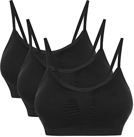 Vertvie Dam stretch utan bygel, push-up-, yoga-, sport-bh, uppsättning för fitnessträning, stoppning, 2-pack / 3-pack, 3 svart, XL
