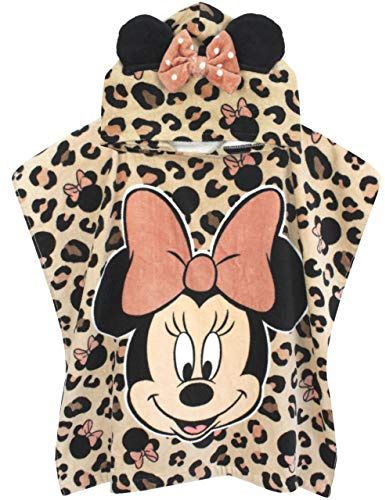 Disney Minnie Mouse Girl’s Towel Poncho | Kids Pink Hooded Beach Towel | Children’s Bath Time Towel with 3D Ears & Bow Hood | Pink Gift
