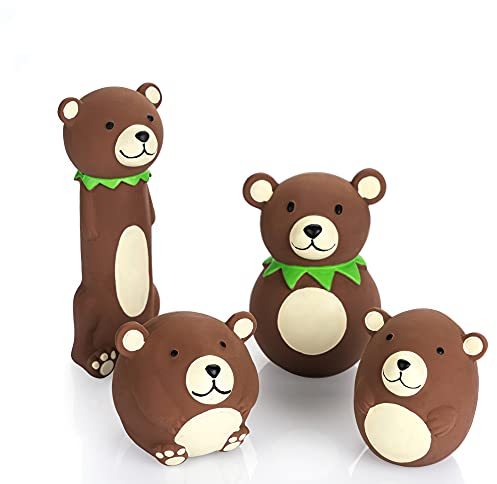 Chiwava 4 stück Quietschen Latex Hundespielzeug Lustiger Braunbär stellt Haustier interaktives Spiel für kleine mittlere Hunde EIN