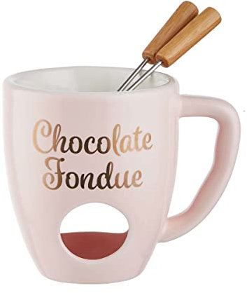 BUTLERS Schokofondue Tasse 200ml Teelichthalter, Schokoladenfondue 2 Personen Fondue-Set Porzellan -CHOCOLATE FONDUE Tasse zum Schokolade Schmelzen Weihnachten Mini Schokobrunnen Tasse für Teelicht
