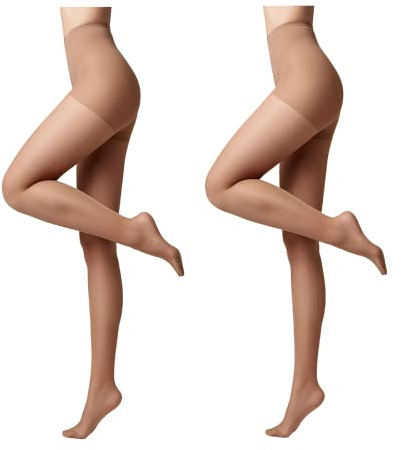 Conte elegant ACTIVE 20 DEN Lot de 2 Collants Modelants et Fins pour Femmes - Collant Femme Résistant - Stimule la Circulation Sanguine - Naturel - Taille 2