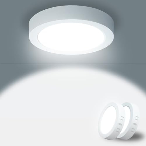 Yexati Pack 2x Panel LED Circular 15W 1800LM, Plafon Superficie LED Redondo (6500K) Color Blanco Frío, IP44 Angulo 120 Driver Incluido. para Dormitorio Cocina Salon Baño Comedor Pasillo 170 * 28Hmm