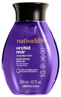 O Boticário Nativa SPA Aceite Corporal Orchid Noir, Aceite Hidratante para Baño, Masaje y Ducha para Mujeres, Sensación de Piel Suave y Lisa, 200 ml (6.8 fl oz)