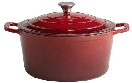 APS 88306 Cacerola con tapa 5 STARS, cazuela de hierro fundido, apta para inducción, resistente al horno, incl. soporte para tapa, Ø 28 cm, 6 litros, antracita