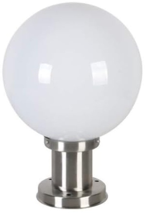 Luz de Poste Exterior Farola Exterior Jardin Lámpara De Columna Para Exteriores Moderna Con Forma De Globo, De Acero Inoxidable, Con Pantalla Acrílica Blanca, Resistente Al Agua, E27 Lámpara de Exteri