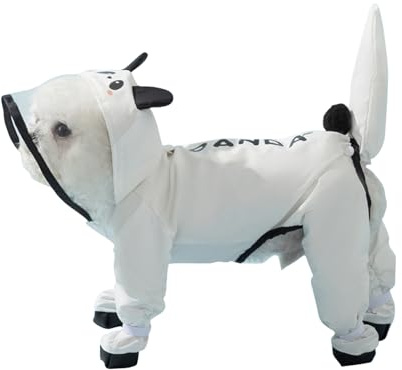 PETCUTE Impermeabile per Cani con Cappuccio, Cappotto Impermeabile per Cani con Strisce Riflettenti, Bottone a Pressione,Leggera Cappotto Cane Antipioggia per Cani di Piccola e Media Taglia