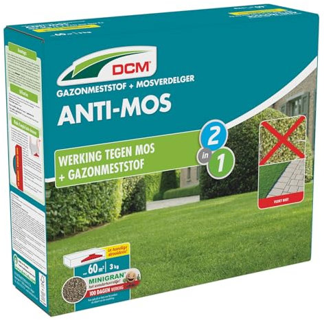 DCM Dünger Anti-Moos 3 Kg - 60m² - Rasendünger mit Wirkung gegen Moos