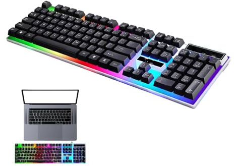 Tastiera da gioco ergonomica: tastiere meccaniche, tastiera galleggiante impermeabile, tastiera da gioco compatta cablata | Impermeabile Brillante illuminazione RGB Fattore di forma compatto Tasti per