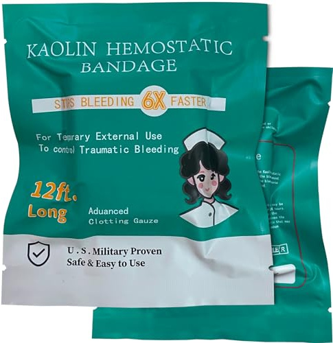 Quick Clot Gauze, First Aid Advanced Stop The Bleed Kit Combat Flexible Hemostatic Gauze-Bleed Stop Faster Wound Packing Medical,Survival Kit Supplies (3 x 12.5')