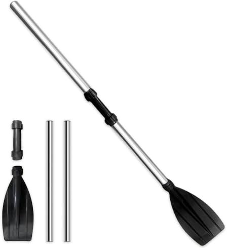 BNGXR Kajak Padde, Kajakpaddel Aluminium, Verstellbare Teleskop Paddel, 120 cm Paddel Set für Kanufahren Kajkak Schlauchboot, Schwarz