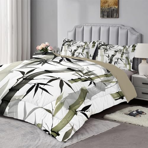 Qiwagu Couette Imprimée Plantes Vertes, Couette 200x200 pour 2 Personnes, Couette 4 Saisons 200GSM Legere et Chaude, Couette Blanc Réversible Lavable avec 2 Taies d'oreiller, A1266