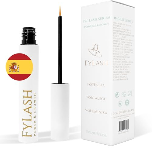 FYLASH Serum Pestañas Crecimiento XXL Sin Prostaglandinas | 5 ML |Tratamiento de 4 Meses para Fortalecer Cejas y Pestañas de Forma Natural | Sin Parabenos | Suero de Pestañas con medidor, Guías
