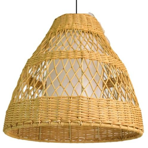 HKOLIMB Lampadario in Stile Bohémien Lampada a Sospensione Intrecciata a Mano Lampadario retrò con Cesto di bambù Intrecciato Soggiorno, Camera da Letto, Comodino, Sala da tè, Ristorante giappon