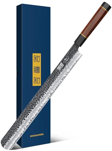 HOSHANHO 12 Inch Brisket Slicing Knife, Japanese Carving Knife for Meat Cutting and BBQ, Hand Forged Razor Sharp Slicing Knives with Ergonomic Octagonal Handle